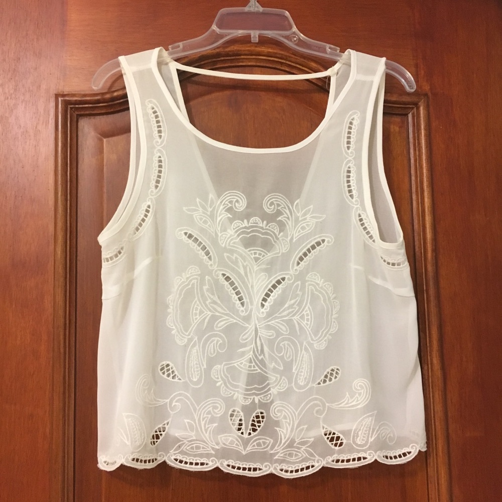 Crop top, open back, elegant, semi sheer blouse